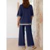 imageSHEWIN Lounge Sets for Women Casual 2 Piece Sweater Sets Loose Knit Womens Pajama SetsDirty Blue
