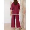 imageSHEWIN Lounge Sets for Women Casual 2 Piece Sweater Sets Loose Knit Womens Pajama SetsRed Dahlia