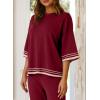 imageSHEWIN Lounge Sets for Women Casual 2 Piece Sweater Sets Loose Knit Womens Pajama SetsRed Dahlia