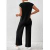imageSHEWIN Womens 2 Piece Lounge Sets Casual Cap Sleeve Knit Sweater Top and Linen Pants Set Summer Outfits ClothesBlack