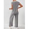 imageSHEWIN Womens 2 Piece Lounge Sets Casual Cap Sleeve Knit Sweater Top and Linen Pants Set Summer Outfits ClothesGrey