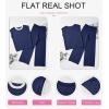 imageSHEWIN Womens 2 Piece Lounge Sets Casual Cap Sleeve Knit Sweater Top and Linen Pants Set Summer Outfits ClothesNavy Blue