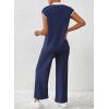 imageSHEWIN Womens 2 Piece Lounge Sets Casual Cap Sleeve Knit Sweater Top and Linen Pants Set Summer Outfits ClothesNavy Blue
