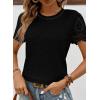 imageSHEWIN Womens Frenchy Summer Tops Crewneck Short Sleeve T Shirts Casual Waffle Knit Jacquard Blouses Top ShirtsBlack