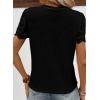 imageSHEWIN Womens Frenchy Summer Tops Crewneck Short Sleeve T Shirts Casual Waffle Knit Jacquard Blouses Top ShirtsBlack