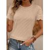 imageSHEWIN Womens Frenchy Summer Tops Crewneck Short Sleeve T Shirts Casual Waffle Knit Jacquard Blouses Top ShirtsKhaki