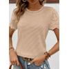 imageSHEWIN Womens Frenchy Summer Tops Crewneck Short Sleeve T Shirts Casual Waffle Knit Jacquard Blouses Top ShirtsKhaki