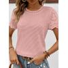 imageSHEWIN Womens Frenchy Summer Tops Crewneck Short Sleeve T Shirts Casual Waffle Knit Jacquard Blouses Top ShirtsPink