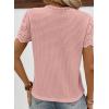 imageSHEWIN Womens Frenchy Summer Tops Crewneck Short Sleeve T Shirts Casual Waffle Knit Jacquard Blouses Top ShirtsPink
