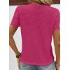 imageSHEWIN Womens Frenchy Summer Tops Crewneck Short Sleeve T Shirts Casual Waffle Knit Jacquard Blouses Top ShirtsRose Red