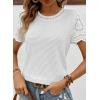 imageSHEWIN Womens Frenchy Summer Tops Crewneck Short Sleeve T Shirts Casual Waffle Knit Jacquard Blouses Top ShirtsWhite