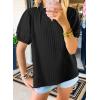 imageSHEWIN Womens Tops Casual Puff Short Sleeve Shirts Ruffle V Neck Loose BlousesBlack