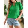 imageSHEWIN Womens Tops Casual Puff Short Sleeve Shirts Ruffle V Neck Loose BlousesBright Green
