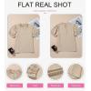 imageSHEWIN Womens Tops Casual Puff Short Sleeve Shirts Ruffle V Neck Loose BlousesParchment