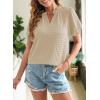 imageSHEWIN Womens Tops Casual Puff Short Sleeve Shirts Ruffle V Neck Loose BlousesParchment