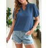 imageSHEWIN Womens Tops Casual Puff Short Sleeve Shirts Ruffle V Neck Loose BlousesReal Teal