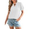 imageSHEWIN Womens Tops Casual Puff Short Sleeve Shirts Ruffle V Neck Loose BlousesWhite