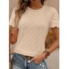 imageSHEWIN Womens Frenchy Summer Tops Crewneck Short Sleeve T Shirts Casual Waffle Knit Jacquard Blouses Top ShirtsApricot