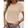 imageSHEWIN Womens Frenchy Summer Tops Crewneck Short Sleeve T Shirts Casual Waffle Knit Jacquard Blouses Top ShirtsApricot