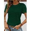 imageSHEWIN Womens Frenchy Summer Tops Crewneck Short Sleeve T Shirts Casual Waffle Knit Jacquard Blouses Top ShirtsBlackish Green