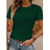 imageSHEWIN Womens Frenchy Summer Tops Crewneck Short Sleeve T Shirts Casual Waffle Knit Jacquard Blouses Top ShirtsBlackish Green