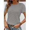 imageSHEWIN Womens Frenchy Summer Tops Crewneck Short Sleeve T Shirts Casual Waffle Knit Jacquard Blouses Top ShirtsGrey