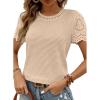 imageSHEWIN Womens Frenchy Summer Tops Crewneck Short Sleeve T Shirts Casual Waffle Knit Jacquard Blouses Top ShirtsApricot