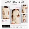 imageSHEWIN Womens 2 Piece Outfits Lounge Sets Casual Short Sleeve Shirts Shorts Cozy Pajamas Sweatsuit SetB Apricot