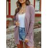 imageSHEWIN Womens Casual 34 Short Sleeve Open Front Lightweight Cable Knit Kimono Cardigan SweatersF Light Purple