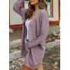 imageSHEWIN Womens Casual 34 Short Sleeve Open Front Lightweight Cable Knit Kimono Cardigan SweatersF Light Purple