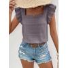 imageSHEWIN Womens Casual Summer Square Neck Tank Tops Sleeveless Ruffle Chiffon Blouses Top ShirtsLight Grey