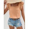 imageSHEWIN Womens Casual Summer Square Neck Tank Tops Sleeveless Ruffle Chiffon Blouses Top ShirtsOrange