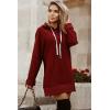 imageSHEWIN Womens Oversized Casual Pullover Long Sleeve Split Hem Drawstring Hoodies Dress With Kangaroo PocketB Red