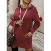 imageSHEWIN Womens Oversized Casual Pullover Long Sleeve Split Hem Drawstring Hoodies Dress With Kangaroo PocketB Red
