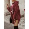 imageSHEWIN Womens Oversized Casual Pullover Long Sleeve Split Hem Drawstring Hoodies Dress With Kangaroo PocketB Red