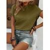 imageSHEWIN Womens Summer Tops Crewneck Short Sleeve T Shirts Casual Textured Work Shirt Loose BlousesArmy Green