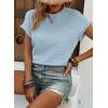 imageSHEWIN Womens Summer Tops Crewneck Short Sleeve T Shirts Casual Textured Work Shirt Loose BlousesBlue