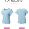 imageSHEWIN Womens Summer Tops Crewneck Short Sleeve T Shirts Casual Textured Work Shirt Loose BlousesBlue