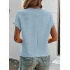 imageSHEWIN Womens Summer Tops Crewneck Short Sleeve T Shirts Casual Textured Work Shirt Loose BlousesBlue