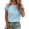 imageSHEWIN Womens Summer Tops Crewneck Short Sleeve T Shirts Casual Textured Work Shirt Loose BlousesBlue