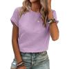 imageSHEWIN Womens Summer Tops Crewneck Short Sleeve T Shirts Casual Textured Work Shirt Loose BlousesPurple