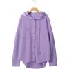 imageSHEWIN Oversized Sweatshirt for Women Loose Fit Casual Long Sleeve Button Hooded Sweatshirts Hoodies with PocketPurple