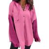 imageSHEWIN Oversized Sweatshirt for Women Loose Fit Casual Long Sleeve Button Hooded Sweatshirts Hoodies with PocketPink