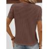imageSHEWIN Womens Frenchy Summer Tops Crewneck Short Sleeve T Shirts Casual Waffle Knit Jacquard Blouses Top ShirtsCoffee