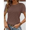 imageSHEWIN Womens Frenchy Summer Tops Crewneck Short Sleeve T Shirts Casual Waffle Knit Jacquard Blouses Top ShirtsCoffee