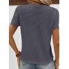 imageSHEWIN Womens Frenchy Summer Tops Crewneck Short Sleeve T Shirts Casual Waffle Knit Jacquard Blouses Top ShirtsDark Grey