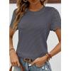 imageSHEWIN Womens Frenchy Summer Tops Crewneck Short Sleeve T Shirts Casual Waffle Knit Jacquard Blouses Top ShirtsDark Grey