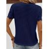 imageSHEWIN Womens Frenchy Summer Tops Crewneck Short Sleeve T Shirts Casual Waffle Knit Jacquard Blouses Top ShirtsDrak Blue