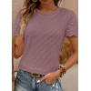 imageSHEWIN Womens Frenchy Summer Tops Crewneck Short Sleeve T Shirts Casual Waffle Knit Jacquard Blouses Top ShirtsPurple