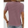 imageSHEWIN Womens Frenchy Summer Tops Crewneck Short Sleeve T Shirts Casual Waffle Knit Jacquard Blouses Top ShirtsPurple